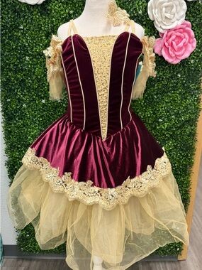 Weissman Burgundy and Gold Princess Tutu Dress